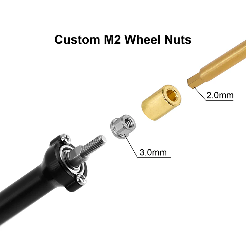 INJORA Stock Width Axles with Brass Steering Knuckles for 1/30 SCX30 - Image 7