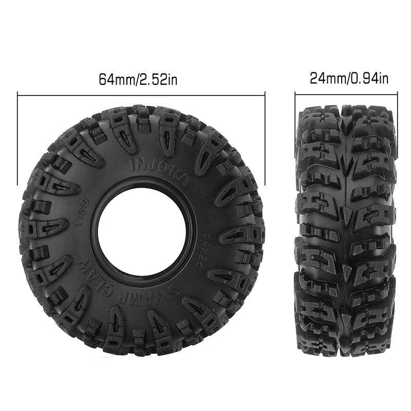 INJORA 1.0" Swamp Claw M/T Tires (56mm/64mm) (T1021/T1019) (4) - Image 11
