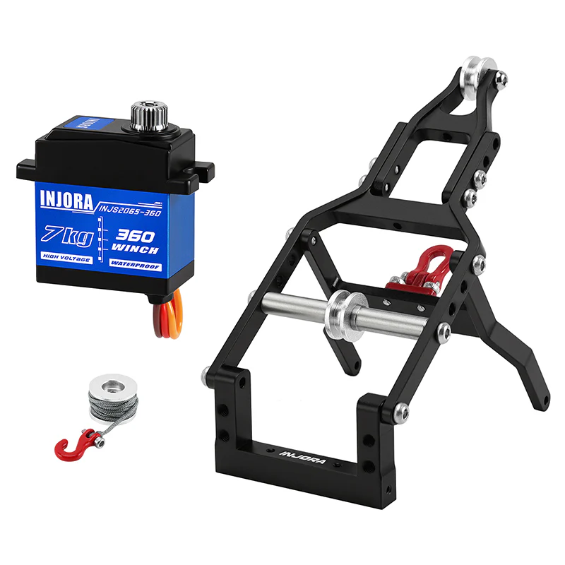 INJORA Tow Truck Crane Kit & INJS2065-360 Winch Servo for 1/24 SCX24 - Image 2