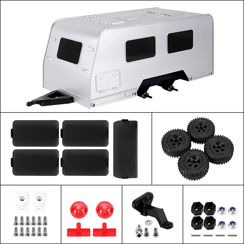 [US Warehouse] INJORA Travel Camper Trailer with Hitch For 1/18 RC Crawler TRX4M - Image 2