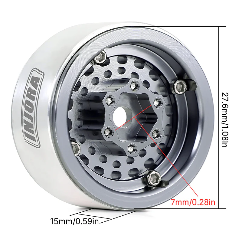INJORA 1.0" Turbine -3.1mm Offset Wheels for Micro Crawlers (W1055) - Image 4