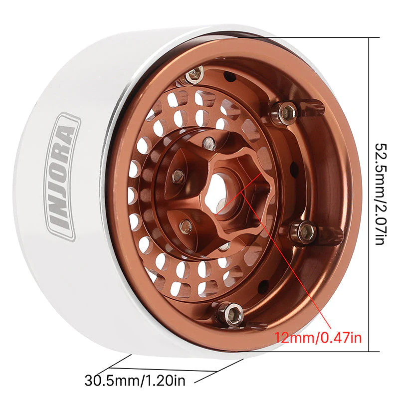 INJORA 1.9" Turbine Aluminum -10mm Offset Wheels for 1/10 RC Crawlers (W1955) - Image 13
