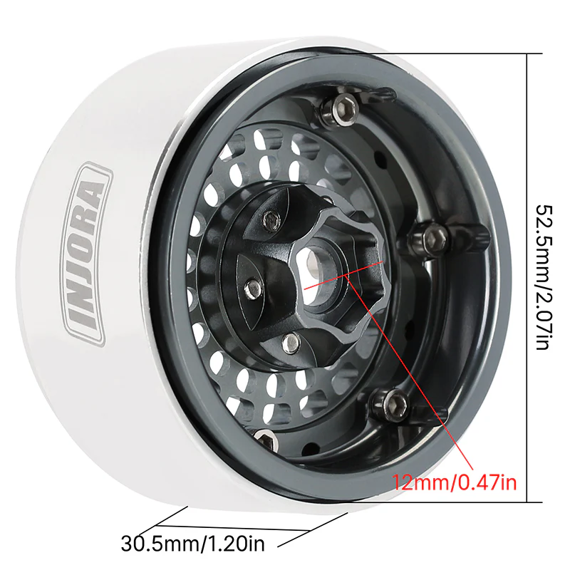 [Germany Clearance Deal] INJORA Turbine 1.9" Aluminum Beadlock Wheels Offset -10mm for 1/10 RC Crawler (4) (W1955) - Image 4
