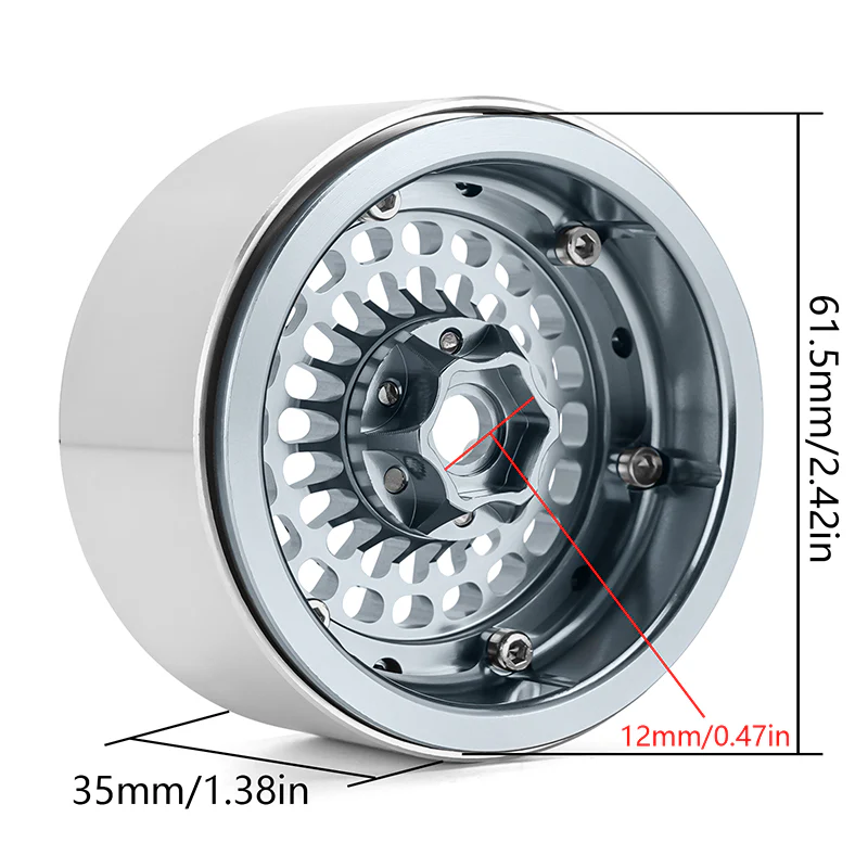 INJORA 2.2" Turbine -10mm Offset Wheels for 1/10 RC Crawlers (W2255) - Image 3