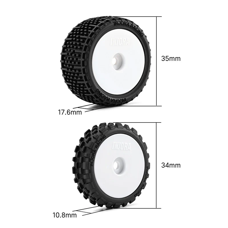 INJORA Unglued Pin Buggy Tires & Wheels for 1/24 Losi Micro-B - Image 4