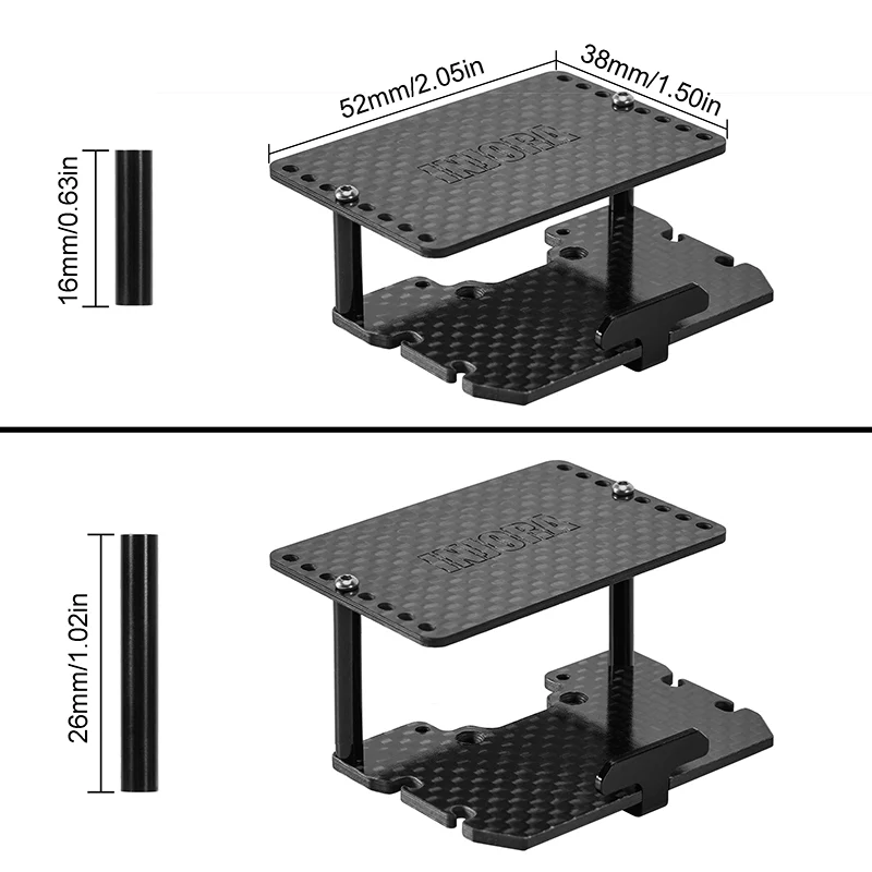 INJORA Universal LCG Chassis Kit for 1/18 TRX4M Upgrade (Carbon Fiber) - Image 17
