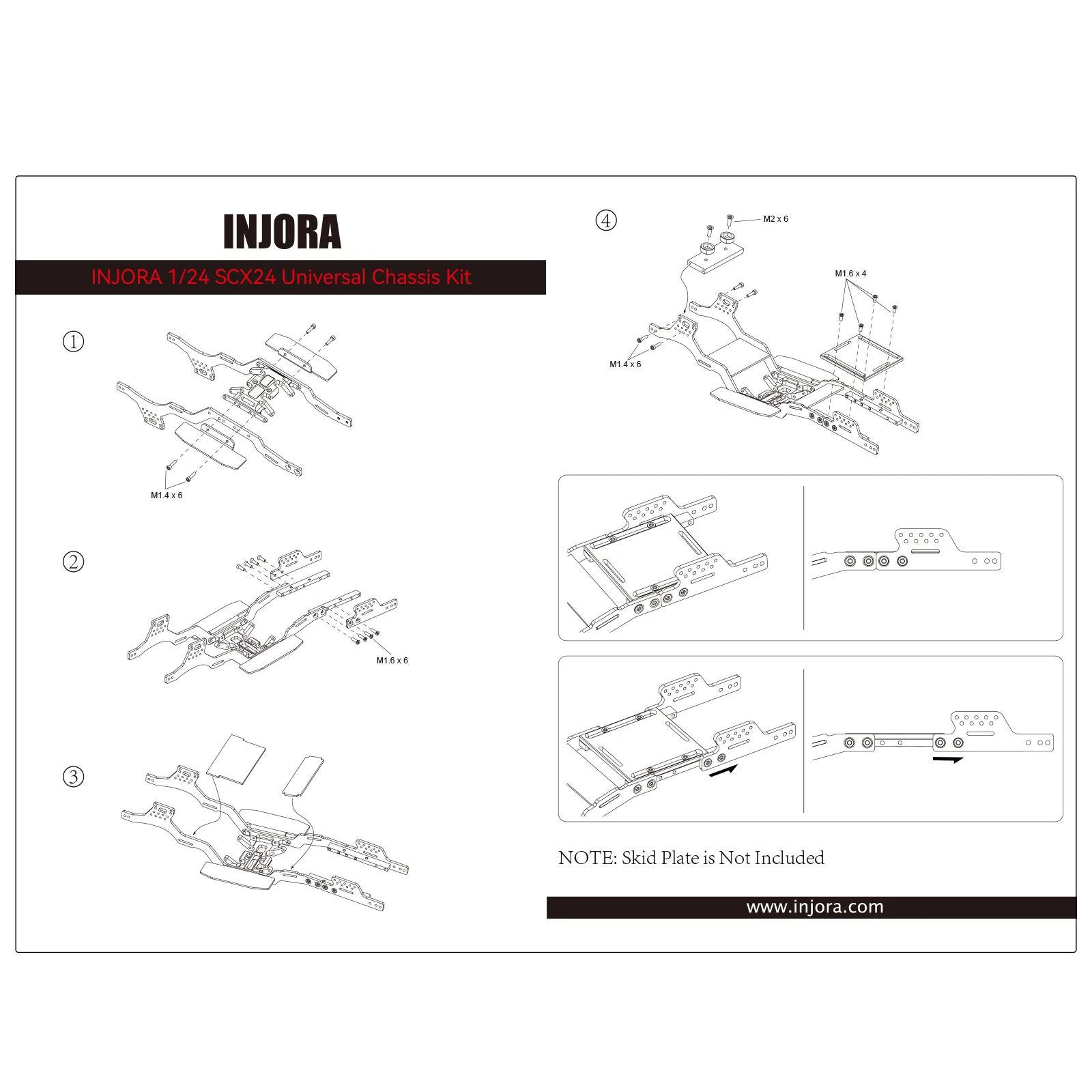 INJORA Universal LCG Carbon Fiber Chassis Kit for 1/24 SCX24 - Image 7