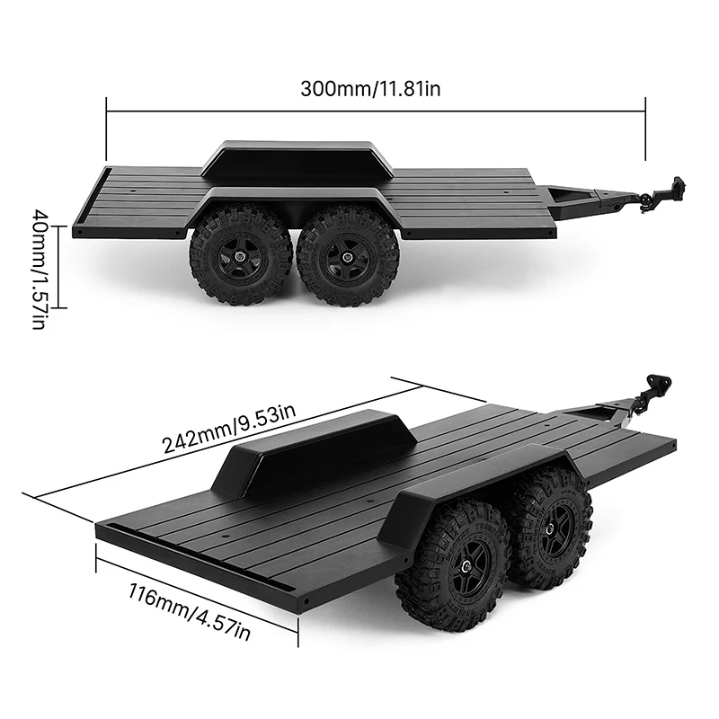 [Germany Clearance Deal] INJORA Utility Plastic Trailer with Hitch for 1/18 RC Crawler TRX4M - Image 2