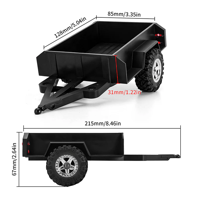 INJORA Utility Trailer with Hitch For 1/18 RC Crawler TRX4M - Image 3