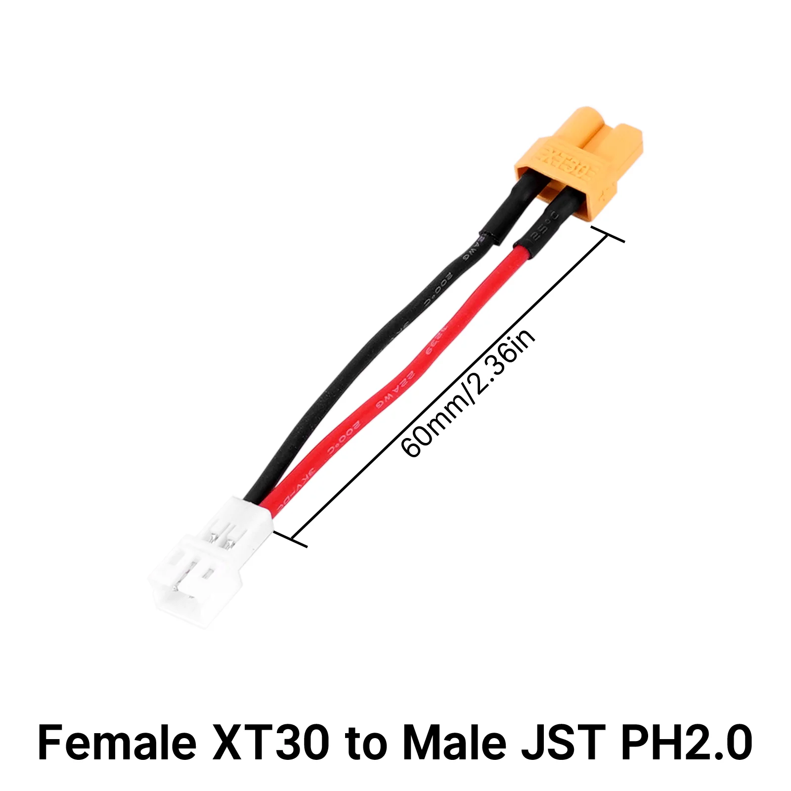 INJORA XT30 to JST-RCY JST PH2.0 TRX-4M T-Style EC3 Battery Adapter Cable Wire - Image 3