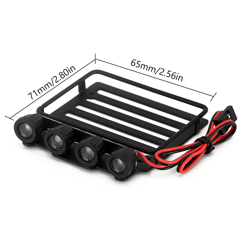 INJORA Luggage Carrier Roof Rack with Spotlights for Axial SCX24 Jeep Gladiator