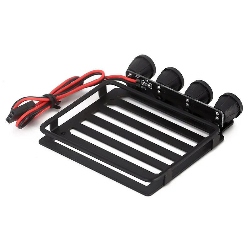 INJORA Luggage Carrier Roof Rack with Spotlights for Axial SCX24 Jeep Gladiator - Image 2