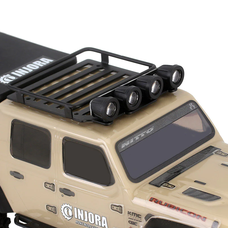 INJORA Luggage Carrier Roof Rack with Spotlights for Axial SCX24 Jeep Gladiator - Image 6
