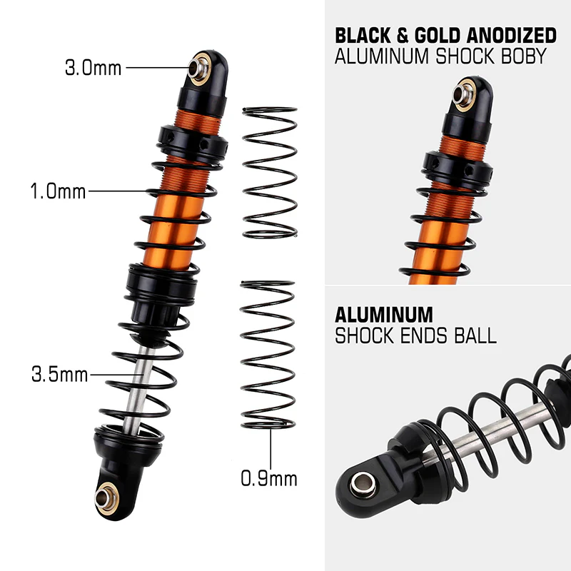 INJORA Aluminum 70-120mm Dual Stage Spring Shock Absorber Damper for 1/10 RC Crawler - Image 10