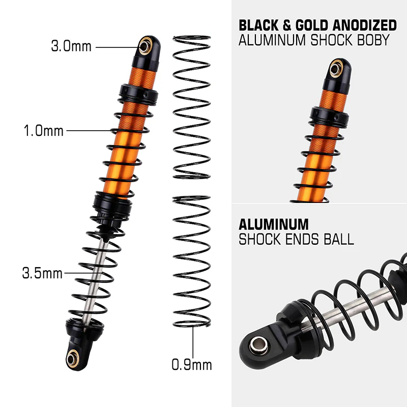 INJORA Aluminum 70-120mm Dual Stage Spring Shock Absorber Damper for 1/10 RC Crawler - Image 19