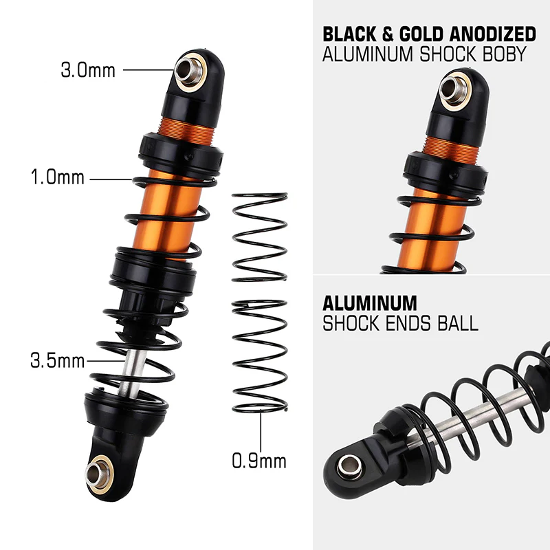INJORA Aluminum 70-120mm Dual Stage Spring Shock Absorber Damper for 1/10 RC Crawler - Image 4
