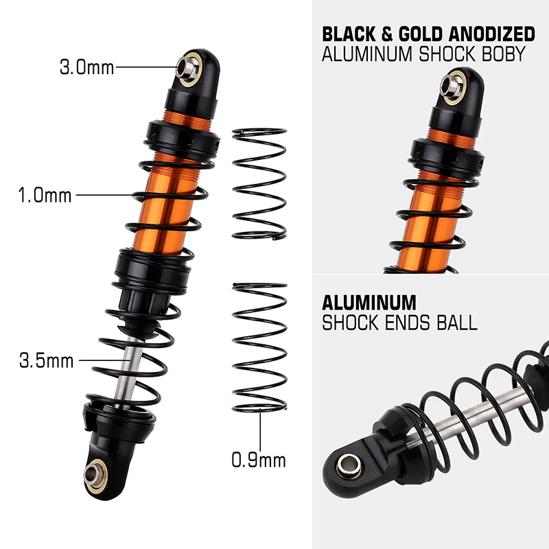 INJORA Aluminum 70-120mm Dual Stage Spring Shock Absorber Damper for 1/10 RC Crawler - Image 7
