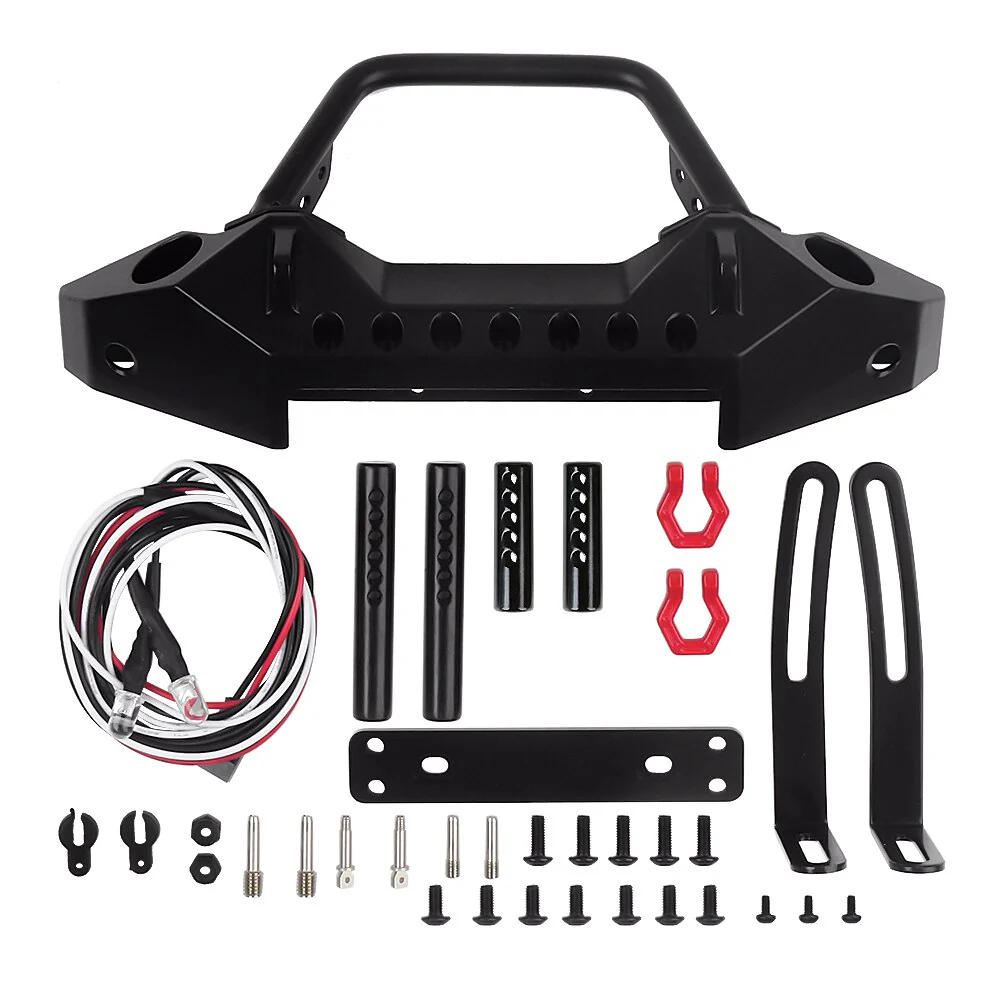 INJORA Metal Front Bumper with LED Lights for SCX10 II TRX4 - Image 3