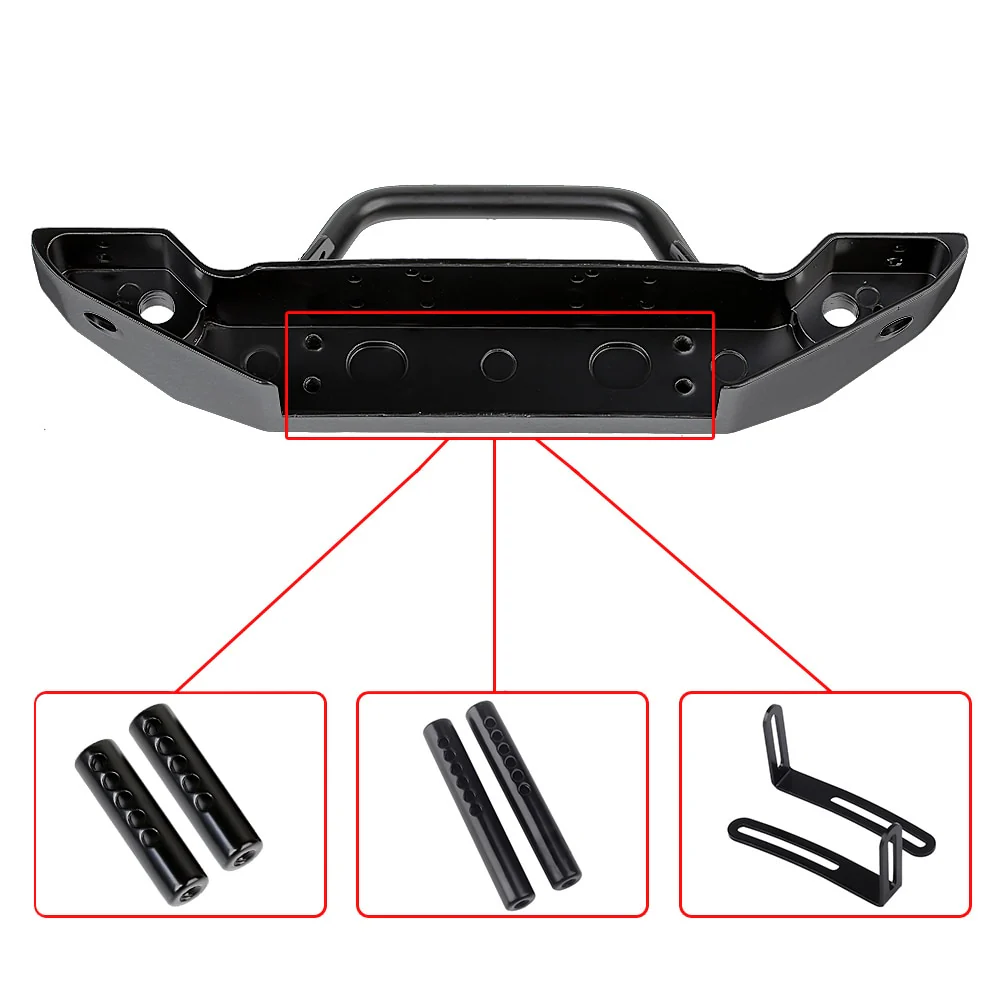 INJORA Metal Front Bumper with LED Lights for SCX10 II TRX4 - Image 4